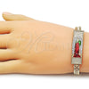 Pulsera Elegante 03.196.0041.1.08 Oro Laminado, Diseño de Guadalupe, Pulido, Tres Tonos (Thickness, 8 Inches Length)