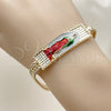 Pulsera Elegante 03.196.0041.1.08 Oro Laminado, Diseño de Guadalupe, Pulido, Tres Tonos (Thickness, 8 Inches Length)