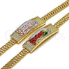 Pulsera Elegante 03.196.0041.1.08 Oro Laminado, Diseño de Guadalupe, Pulido, Tres Tonos (Thickness, 8 Inches Length)