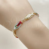 Pulsera Elegante 03.196.0042.07 Oro Laminado, Diseño de Guadalupe, Pulido, Tres Tonos (Thickness, 7 Inches Length)