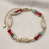 Pulsera Elegante 03.196.0042.07 Oro Laminado, Diseño de Guadalupe, Pulido, Tres Tonos (Thickness, 7 Inches Length)