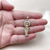 Dije Religioso 05.284.0026 Oro Laminado, Diseño de Medalla Milagrosa, con Blanca Zirconia Cubica, Pulido, Tono Dorado