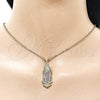 Dije Religioso 05.284.0028.1 Oro Laminado, Diseño de Guadalupe, con Multicolor Zirconia Cubica, Pulido, Tono Dorado
