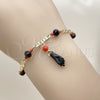 Pulsera Elegante 03.213.0228.06 Oro Laminado, Diseño de Mano de Figa y Mariner, con Cristal Negro, Pulido, Tono Dorado (Grosor 03 MM, 6 Pulgadas de Largo)