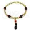 Pulsera Elegante 03.213.0228.06 Oro Laminado, Diseño de Mano de Figa y Mariner, con Cristal Negro, Pulido, Tono Dorado (Grosor 03 MM, 6 Pulgadas de Largo)