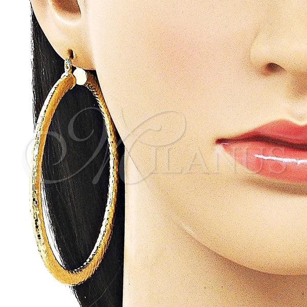 Argolla Extra Grande 02.213.0889.70 Oro Laminado, Diseño de Hueco, Diamantado, Tono Dorado