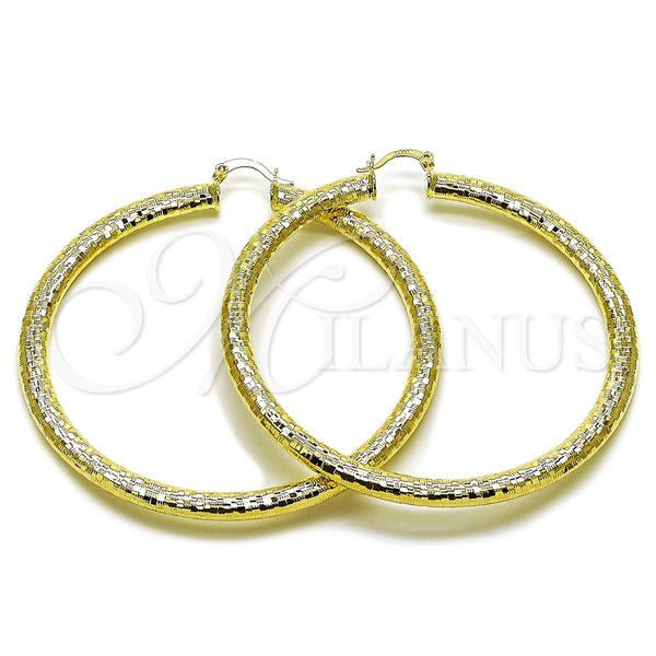 Argolla Extra Grande 02.213.0889.70 Oro Laminado, Diseño de Hueco, Diamantado, Tono Dorado