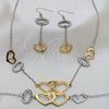 Collar, Pulsera y Dije 06.231.0021 Acero Inoxidable, Diseño de Corazón, con Blanca Cristal, Pulido, Dos Tonos