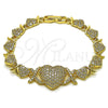 Pulsera Elegante 03.283.0546.07 Oro Laminado, Diseño de Besos y Abrazos y Corazón, con Blanca Zirconia Cubica, Pulido, Tono Dorado (Thickness, 8 Inches Length)