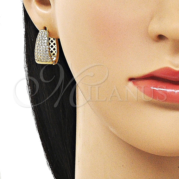 Argolla Huggie 02.283.0374.16 Oro Laminado, con Blanca Zirconia Cubica, Pulido, Tono Dorado