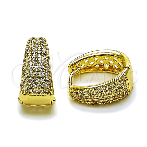Argolla Huggie 02.283.0374.16 Oro Laminado, con Blanca Zirconia Cubica, Pulido, Tono Dorado