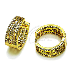 Argolla Huggie 02.283.0375.20 Oro Laminado, con Blanca Zirconia Cubica, Pulido, Tono Dorado