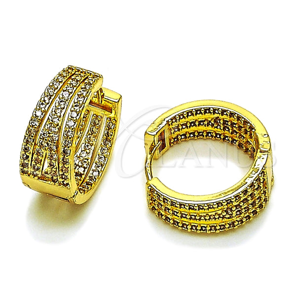 Argolla Huggie 02.283.0375.20 Oro Laminado, con Blanca Zirconia Cubica, Pulido, Tono Dorado