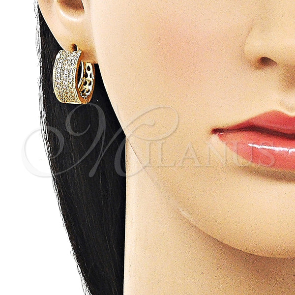 Argolla Huggie 02.283.0376.20 Oro Laminado, Diseño de Gota, con Blanca Zirconia Cubica, Pulido, Tono Dorado