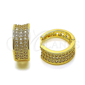 Argolla Huggie 02.283.0376.20 Oro Laminado, Diseño de Gota, con Blanca Zirconia Cubica, Pulido, Tono Dorado