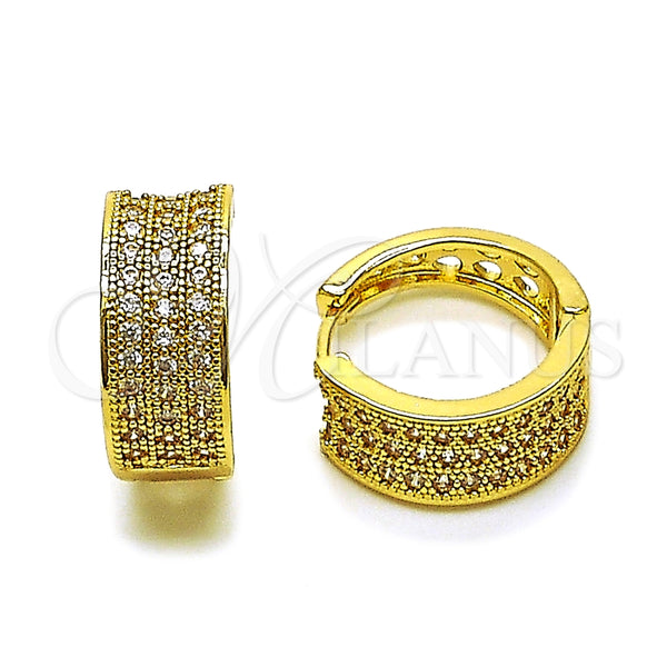 Argolla Huggie 02.283.0376.20 Oro Laminado, Diseño de Gota, con Blanca Zirconia Cubica, Pulido, Tono Dorado