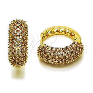 Argolla Huggie 02.283.0377.25 Oro Laminado, Diseño de Corazón, con Blanca Zirconia Cubica, Pulido, Tono Dorado