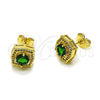Arete Dormilona 02.283.0306.2 Oro Laminado, Diseño de Cluster, con Verde and Blanca Zirconia Cubica, Pulido, Tono Dorado