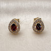 Arete Dormilona 02.283.0386.1 Oro Laminado, Diseño de Gota y Cluster, con Granate and Blanca Zirconia Cubica, Pulido, Tono Dorado