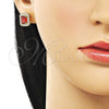 Arete Dormilona 02.283.0309.1 Oro Laminado, Diseño de Cluster, con Granate and Blanca Zirconia Cubica, Pulido, Tono Dorado