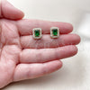 Arete Dormilona 02.283.0309.2 Oro Laminado, Diseño de Cluster, con Verde and Blanca Zirconia Cubica, Pulido, Tono Dorado