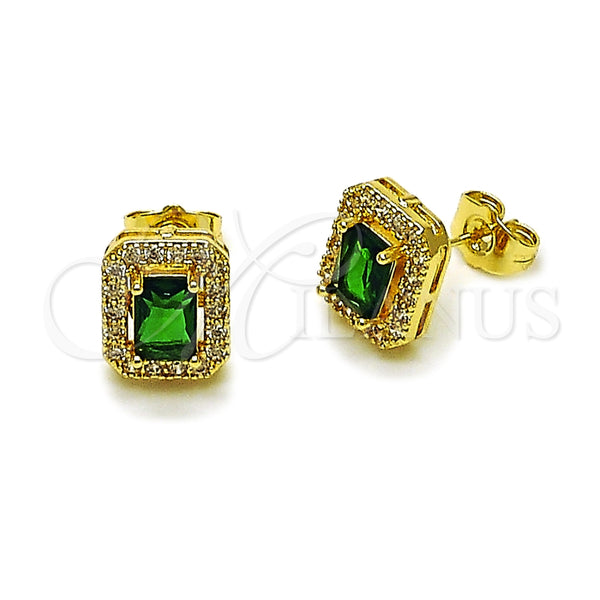 Arete Dormilona 02.283.0309.2 Oro Laminado, Diseño de Cluster, con Verde and Blanca Zirconia Cubica, Pulido, Tono Dorado