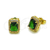 Arete Dormilona 02.283.0310.2 Oro Laminado, Diseño de Cluster, con Verde Zirconia Cubica and Blanca Micro Pave, Pulido, Tono Dorado