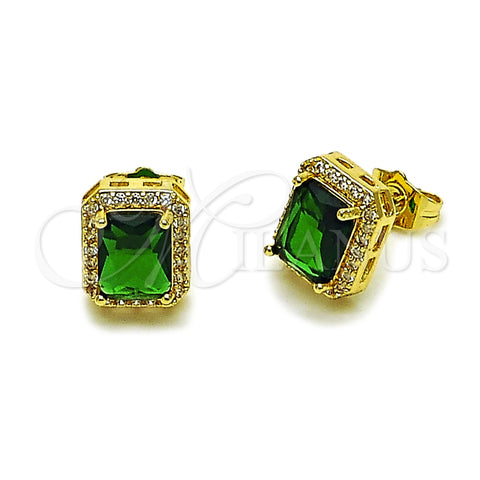 Arete Dormilona 02.283.0310.2 Oro Laminado, Diseño de Cluster, con Verde Zirconia Cubica and Blanca Micro Pave, Pulido, Tono Dorado