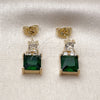Arete Dormilona 02.283.0312.2 Oro Laminado, con Verde and Blanca Zirconia Cubica, Pulido, Tono Dorado