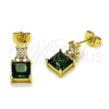 Arete Dormilona 02.283.0312.2 Oro Laminado, con Verde and Blanca Zirconia Cubica, Pulido, Tono Dorado