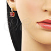 Arete Dormilona 02.283.0316.1 Oro Laminado, con Granate Zirconia Cubica and Blanca Micro Pave, Pulido, Tono Dorado