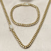 Collar y Pulsera 06.213.0025.24 Oro Laminado, Diseño de Miami Cubana, con Blanca Micro Pave, Pulido, Tono Dorado
