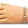 Pulsera Elegante 03.266.0061.08 Oro Laminado, Diseño de Besos y Abrazos y Mariposa, con Blanca Zirconia Cubica, Pulido, Tono Dorado (Thickness, 8 Inches Length)