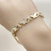 Pulsera Elegante 03.266.0061.08 Oro Laminado, Diseño de Besos y Abrazos y Mariposa, con Blanca Zirconia Cubica, Pulido, Tono Dorado (Thickness, 8 Inches Length)