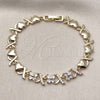 Pulsera Elegante 03.266.0062.07 Oro Laminado, Diseño de Besos y Abrazos y Corazón, con Blanca Zirconia Cubica, Pulido, Tono Dorado (08 MM Thickness, 8 Inches Length)