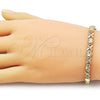 Pulsera Solida 03.213.0422.07 Oro Laminado, Diseño de Besos y Abrazos, Diamantado, Tono Dorado (Thickness, 7 Inches Length)
