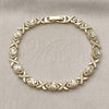 Pulsera Solida 03.213.0422.07 Oro Laminado, Diseño de Besos y Abrazos, Diamantado, Tono Dorado (Thickness, 7 Inches Length)