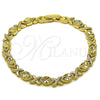 Pulsera Solida 03.213.0422.07 Oro Laminado, Diseño de Besos y Abrazos, Diamantado, Tono Dorado (Thickness, 7 Inches Length)