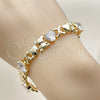 Pulsera Elegante 03.213.0423.07 Oro Laminado, Diseño de Besos y Abrazos y Corazón, con Blanca Zirconia Cubica, Pulido, Tono Dorado (10 MM Thickness, 7 Inches Length)