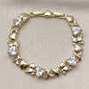 Pulsera Elegante 03.213.0423.07 Oro Laminado, Diseño de Besos y Abrazos y Corazón, con Blanca Zirconia Cubica, Pulido, Tono Dorado (10 MM Thickness, 7 Inches Length)