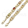 Pulsera Elegante 03.213.0423.07 Oro Laminado, Diseño de Besos y Abrazos y Corazón, con Blanca Zirconia Cubica, Pulido, Tono Dorado (10 MM Thickness, 7 Inches Length)