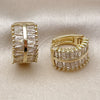 Argolla Huggie 02.237.0053.16 Oro Laminado, Diseño de Baguette, con Zirconia Cubica Blanca, Pulido, Tono Dorado