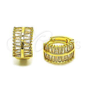 Argolla Huggie 02.237.0053.16 Oro Laminado, Diseño de Baguette, con Zirconia Cubica Blanca, Pulido, Tono Dorado