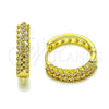 Argolla Huggie 02.237.0054.20 Oro Laminado, Diseño de Baguette, con Blanca Zirconia Cubica, Pulido, Tono Dorado