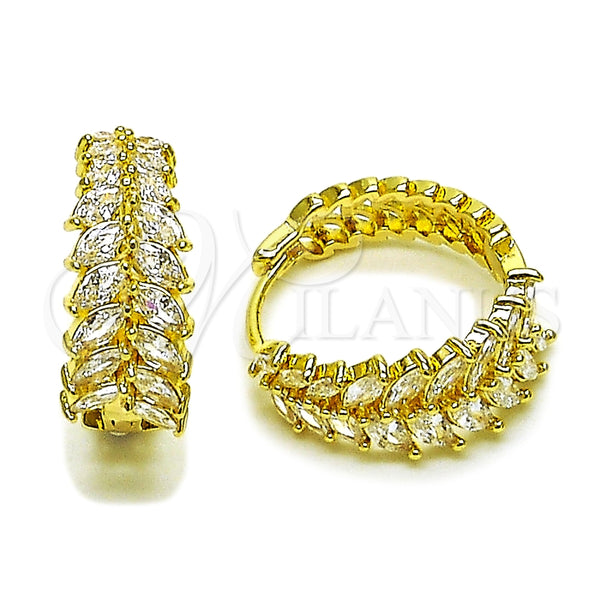 Argolla Huggie 02.237.0055.20 Oro Laminado, con Blanca Zirconia Cubica, Pulido, Tono Dorado