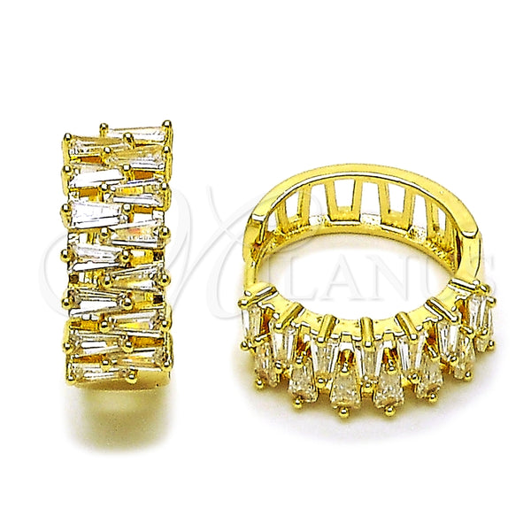 Argolla Huggie 02.237.0056.20 Oro Laminado, Diseño de Baguette, con Zirconia Cubica Blanca, Pulido, Tono Dorado