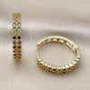 Argolla Huggie 02.237.0059.25 Oro Laminado, con Multicolor Zirconia Cubica, Pulido, Tono Dorado