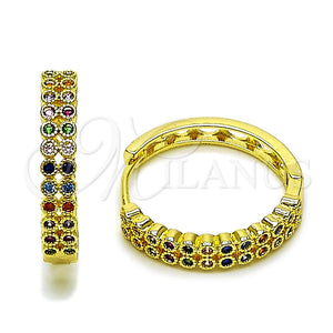 Argolla Huggie 02.237.0059.25 Oro Laminado, con Multicolor Zirconia Cubica, Pulido, Tono Dorado