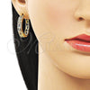 Argolla Huggie 02.237.0060.25 Oro Laminado, con Multicolor Micro Pave, Pulido, Tono Dorado