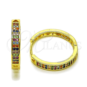 Argolla Huggie 02.237.0061.25 Oro Laminado, con Blanca Zirconia Cubica, Pulido, Tono Dorado
